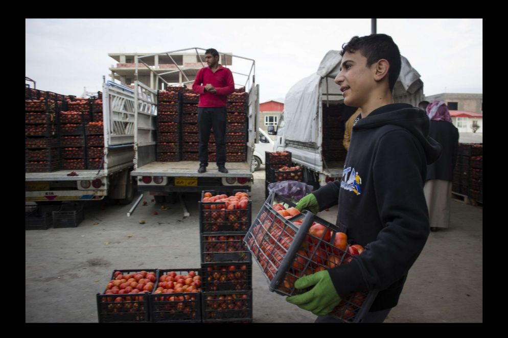 Eido Amra, sedici anni. Non può andare a scuola perchè lavora dalle 5 della mattina alle 4 del pomeriggio per guadagnarsi da vivere, per la misera una somma irrisoria di 2500 Dinari Iracheni (circa 1,88 €).