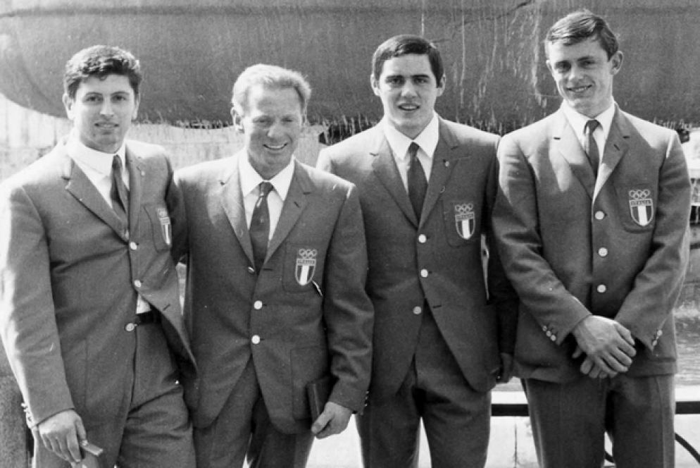 I quattro bobbisti azzurri vittoriosi nel ’68. Da sinistra: De Paolis, Monti, Armano e Zandonella