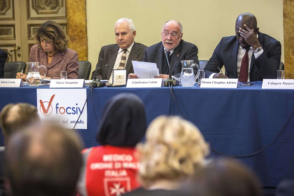 Premio Focsiv, un momento della cerimonia di consegna dei riconoscimenti