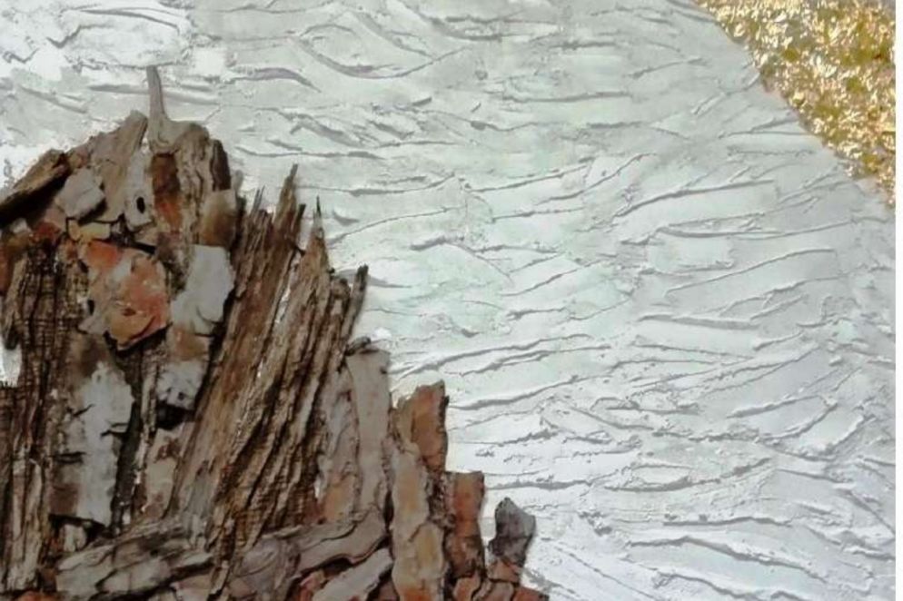 «La carezza» Giovanni Battista La Marra (stucco, corteccia e foglia d'oro)