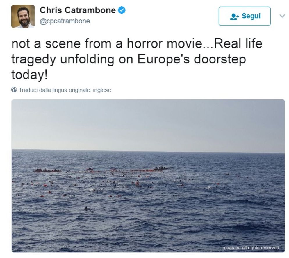 Il tweet di Catrambone, fondatore della ong Moas