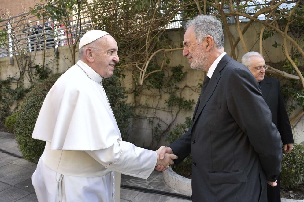 Il Papa con il rettore Mario Panizza (Osservatore Romano)