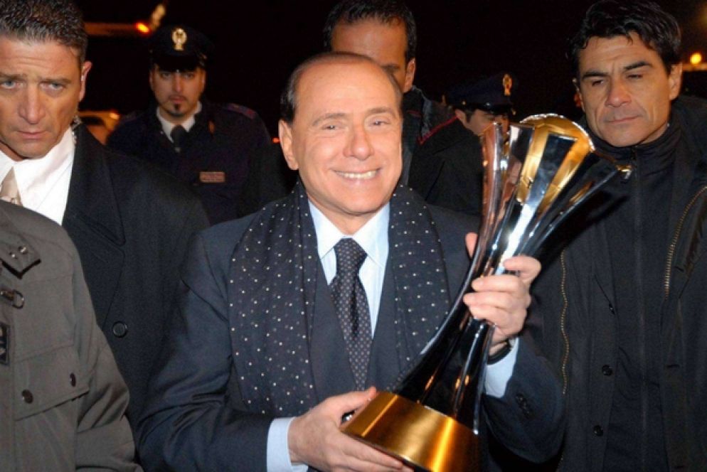 Berlusconi a Malpensa dopo la vittoria della Coppa Intercontinentale del 2017