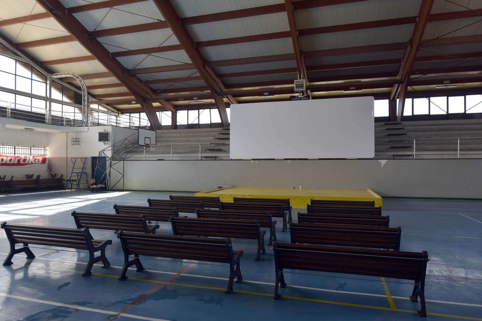 Il cinema provvisorio allestito ad Amatrice