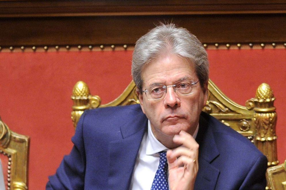 Il capo del governo Gentiloni all'informativa al Senato (Fotogramma)