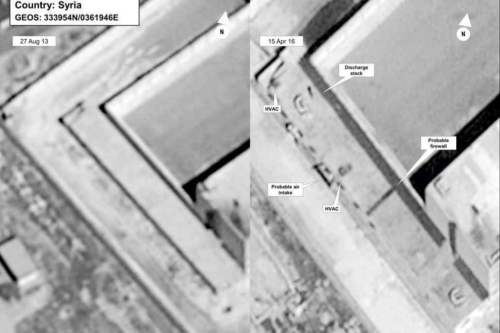 L'immagine, fornita dal Dipartimento di Stato a da DigitalGlobe, è stata presa il 15 gennaio 2015 da un satellite. Washington la descrive come un edificio di una prigione in Siria modificato per contenere un forno crematorio. (State Department/DigitalGlobe via AP, Ansa)