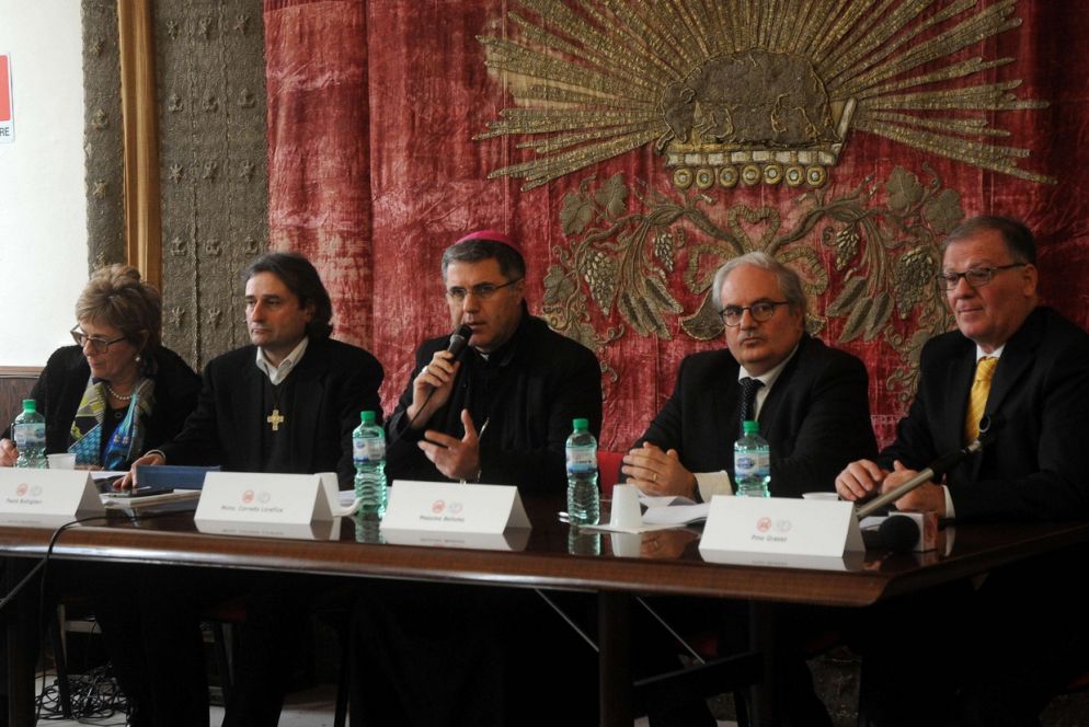 L'arcivescovo di Palermo, Corrado Lorefice, all'incontro di formazione con i giornalisti (Fucarini)