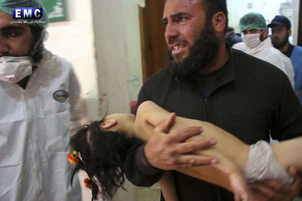 Un frame del video postato dal gruppo anti-governativo siriano Edlib Media Center