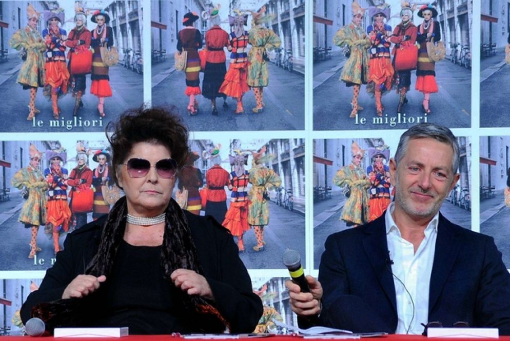 Claudia Mori e Massimiliano Pani ieri alla presentazione del disco "Le migliori"