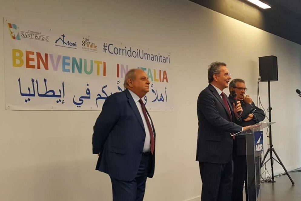 Da sinistra: il viceministro Giro, il presidente di Sant'Egidio Impagliazzo, il valdese Naso (foto L. Liverani)