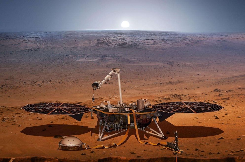 Una illustrazione della sonda InSight su Marte (Nasa)