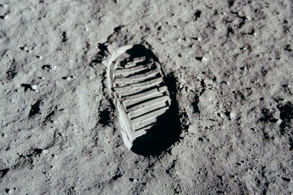 Impronta sulla superficie lunare (Foto Nasa)