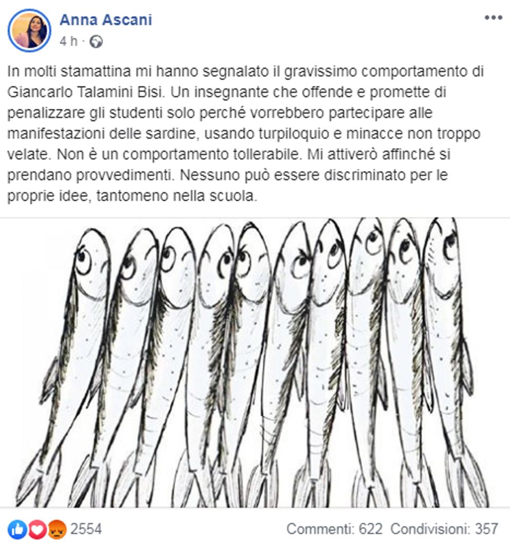 La replica, sempre su Facebook, della viceministra all'Istruzione, Anna Ascani - ANSA