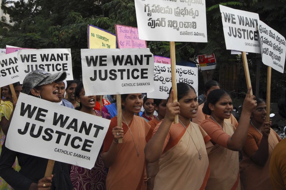 Manifestazione a supporto dei cristiani in India