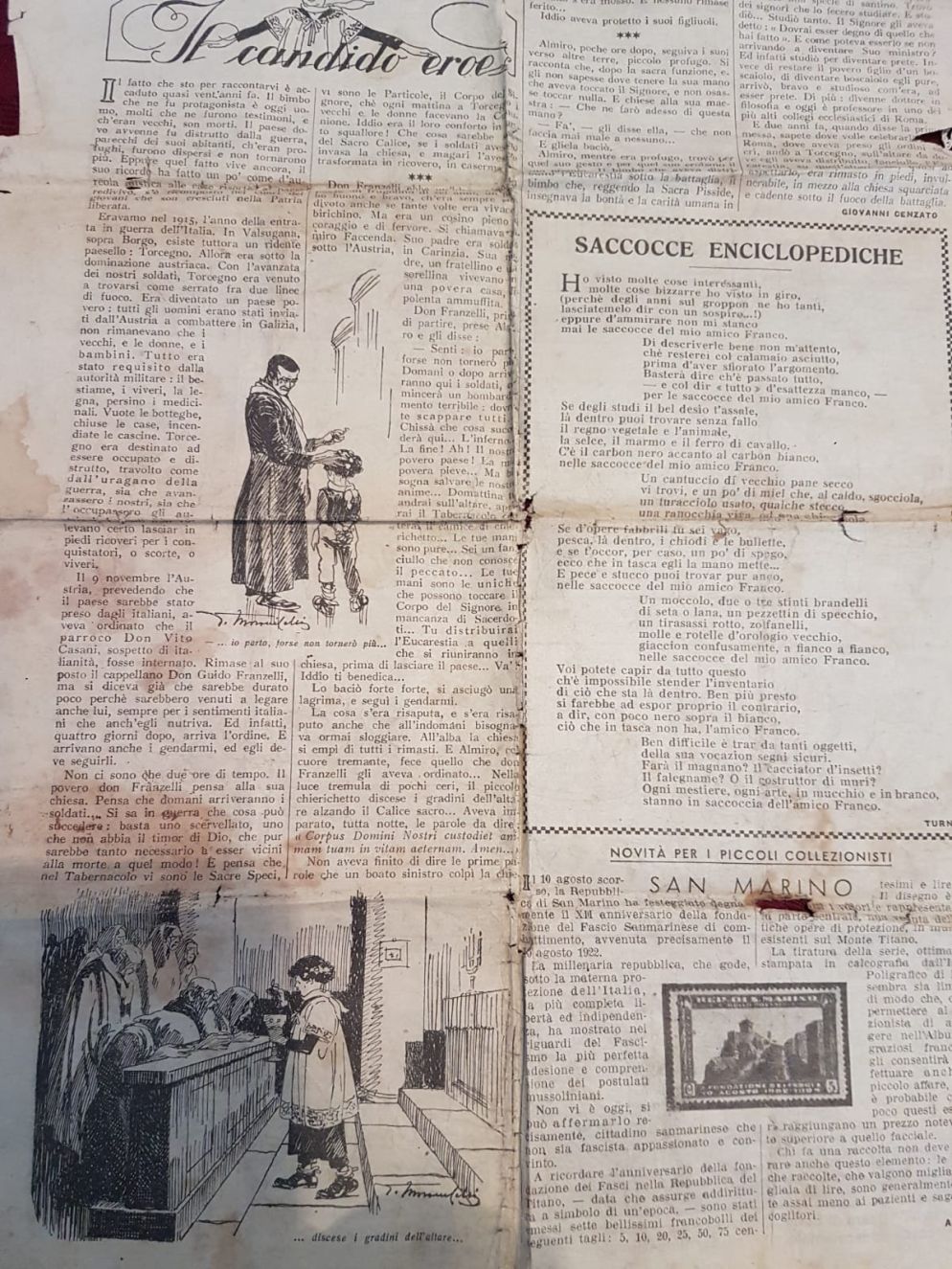 La storia del Tarcisio delle Alpi venne raccontata anche sul Corriere dei Piccoli nel 1936