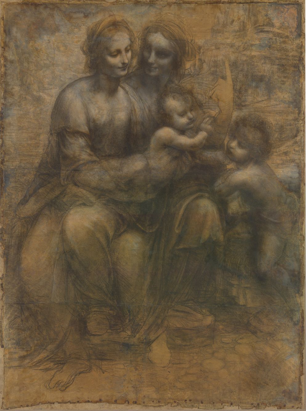 Leonardo da Vinci, "Madonna con il Bambino, sant'Anna e san Giovannino" (Londra, National Gallery)