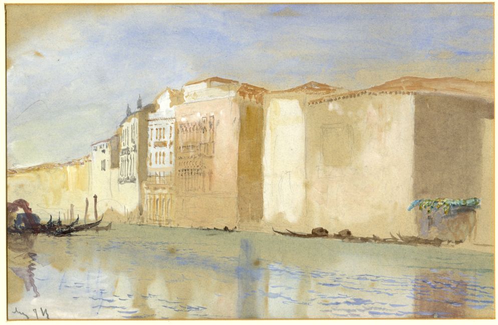 John Ruskin, "Canal Grande, Ca’ Sagredo e Ca’ d’Oro", 1876-1877. Matita, acquerello, tempera su carta. JR Lancaster, Ruskin Foundation (Ruskin Library, Lancaster University)