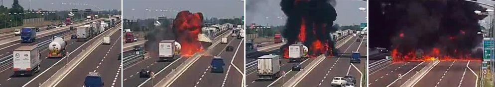 La sequenza di immagini provenienti dalle telecamere di Autostrade per l'Italia - ANSA