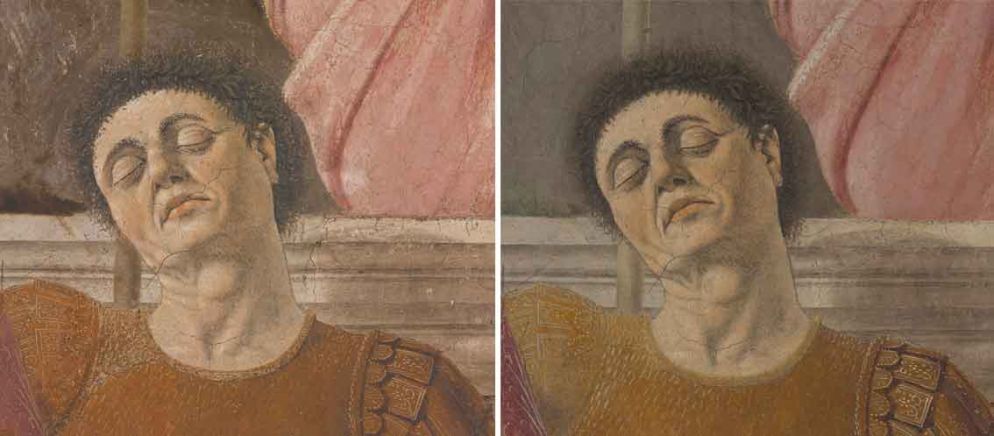 Il presunto autoritratto di Piero della Francesca nella Resurrezione di Sansepolcro, prima e dopo il restauro