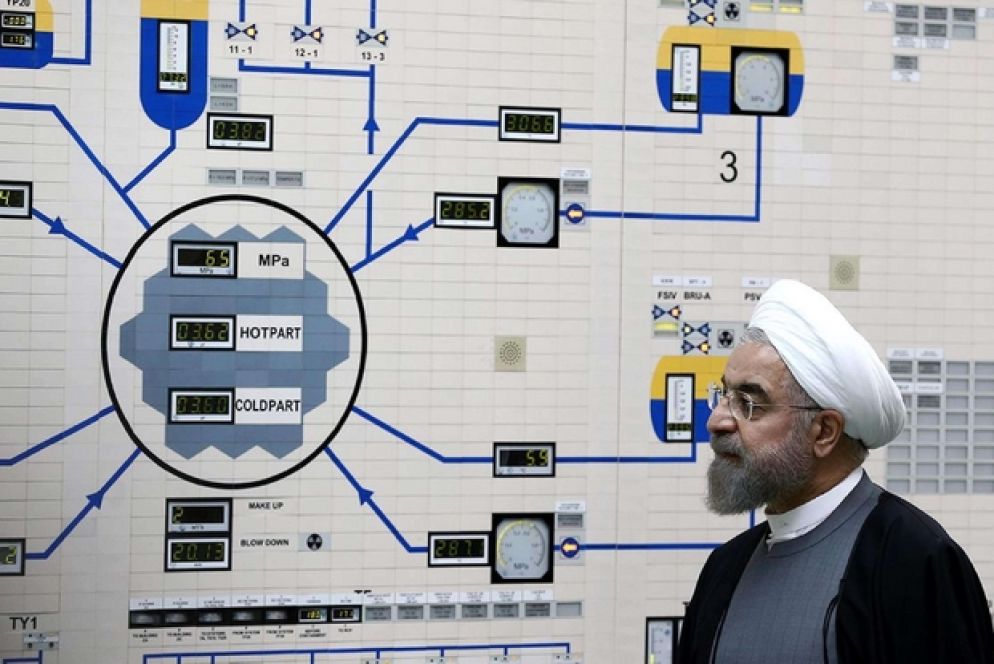 Il presidente iraniano Hassan Rohani nell'impianto nucleare di Bushehr - Ansa