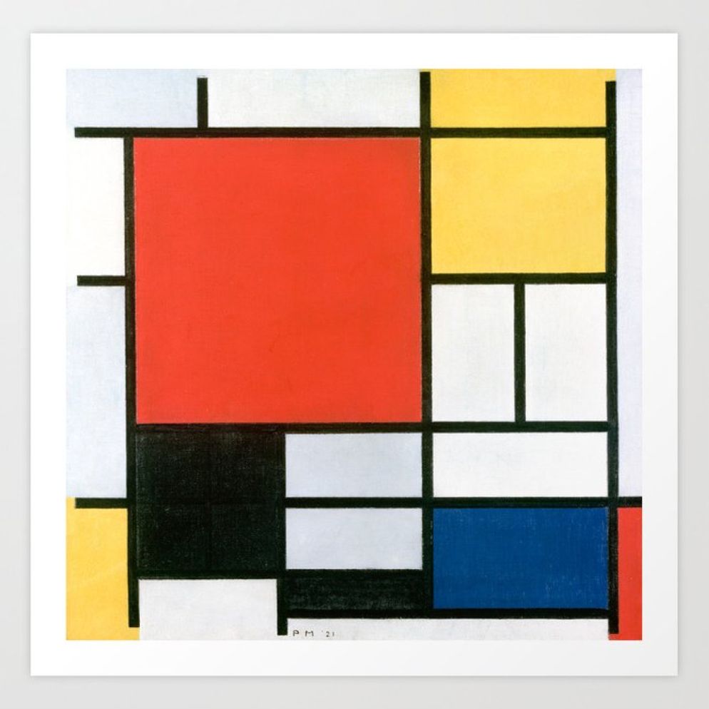 Piet Mondrian, "Composizione con grande piano rosso, giallo, nero, grigio e blu" (1921)