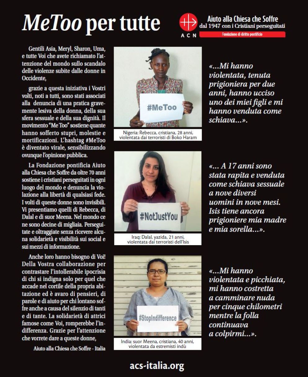 La campagna di Aiuto alla Chiesa che soffre su Vanity Fair