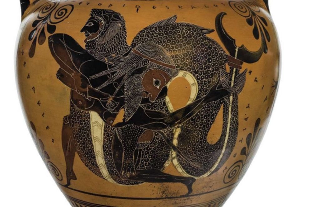 Anfora con Eracle e Tritone (IV secolo a.C.)