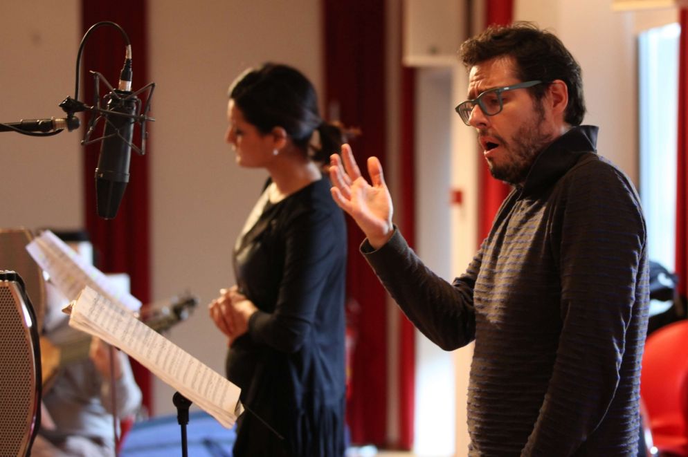 Raffaele Pe durante le sessioni di registrazione di disco "Giulio Cesare. A baroque hero"