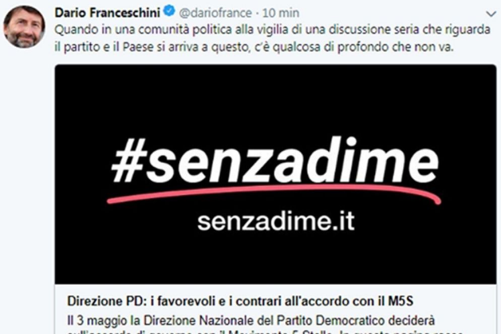 Il post di Dario Franceschini su twitter