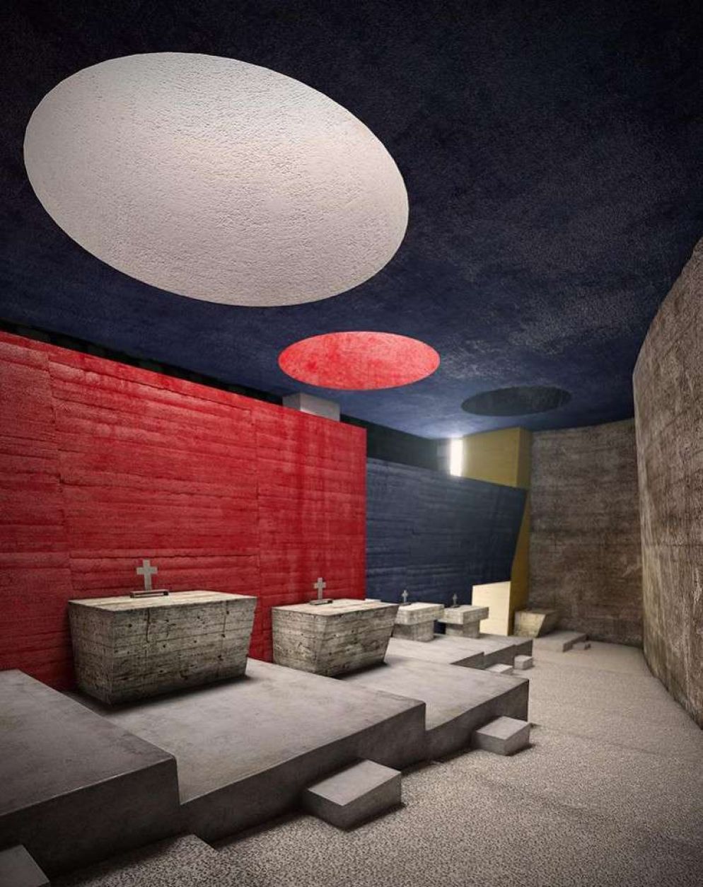 Gli altari laterali nella chiesa conventuale di La Tourette, di Le Corbusier