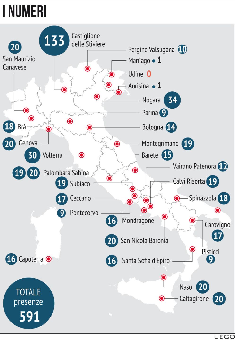 La mappa delle Rems in Italia (cliccare sopra l'immagine per ingrandirla)