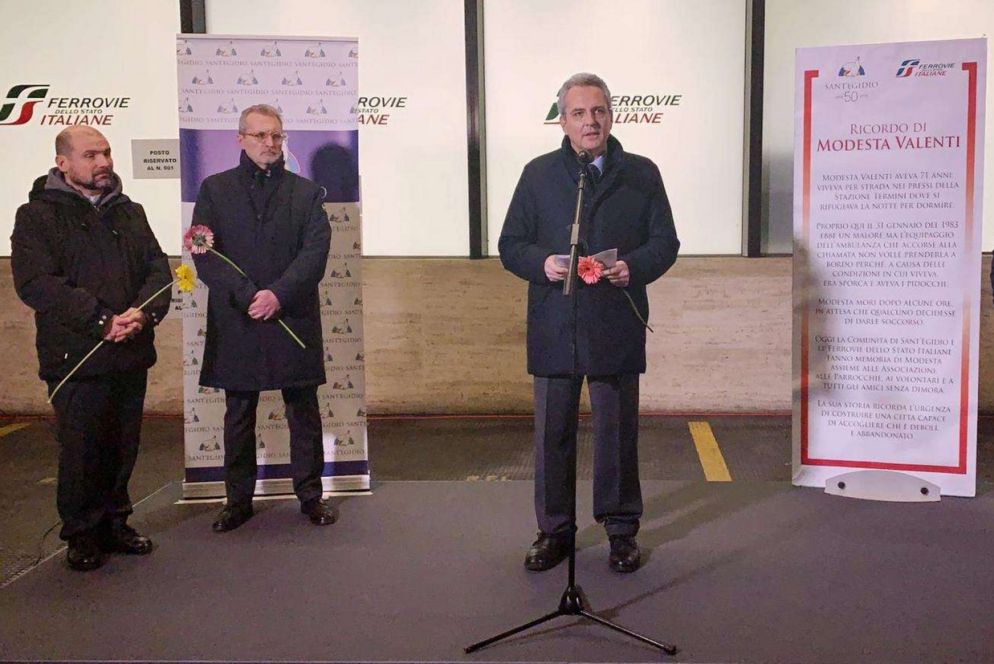 Da sinistra: don Benoni Ambarus (Caritas), Riccardo Pozzi (Ferrovie) , Marco Impagliazzo (Sant'Egidio)