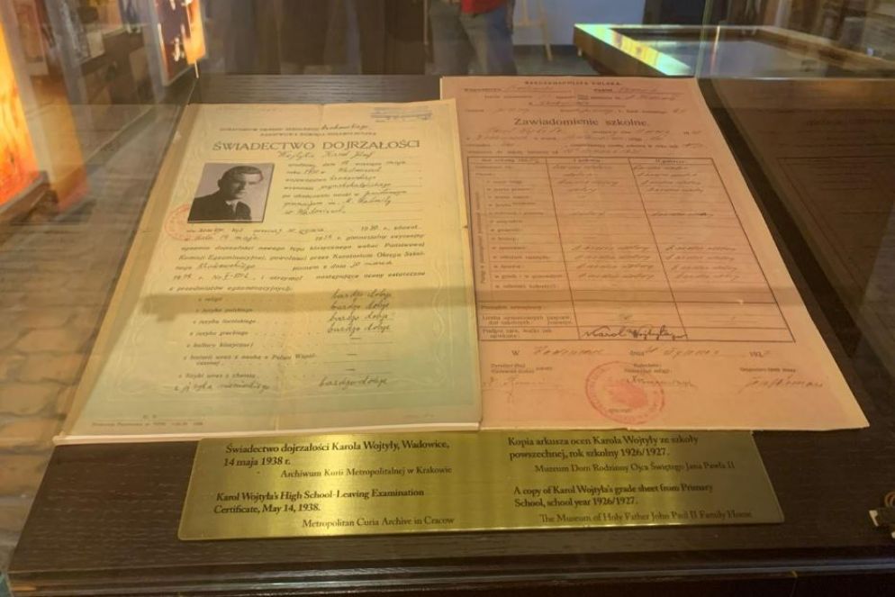 Una pagella scolastica di Karol Wojtyla