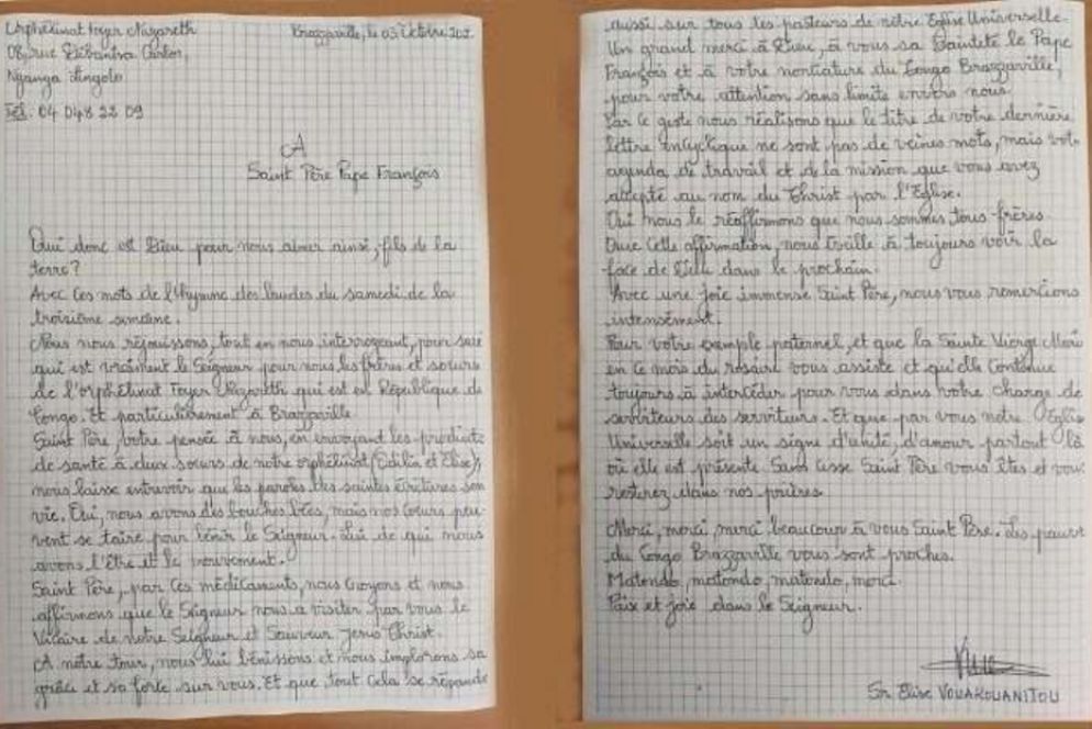 Le letterine dei bambini dell'orfanotrofio del Congo al Papa - Vatican Media