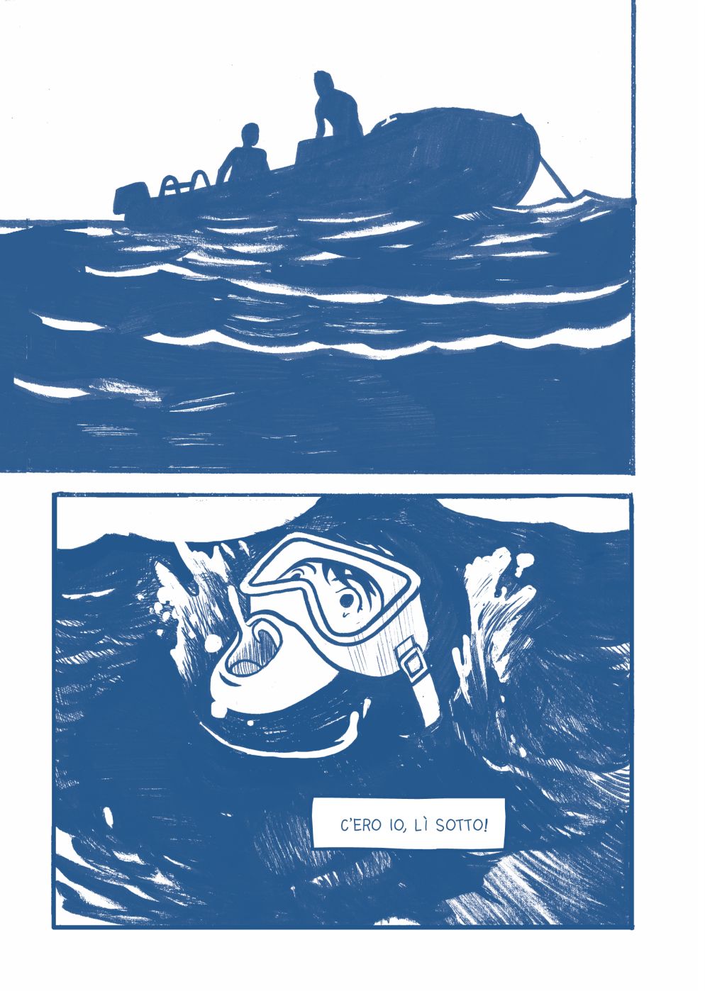 Una pagina di “Quando tutto diventò blu” (Bao) di Alessandro Baronciani - Baronciani