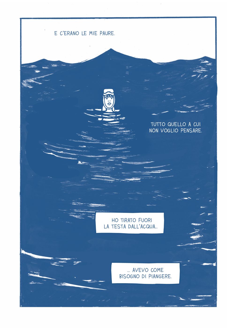 Una pagina di “Quando tutto diventò blu” (Bao) di Alessandro Baronciani - Baronciani