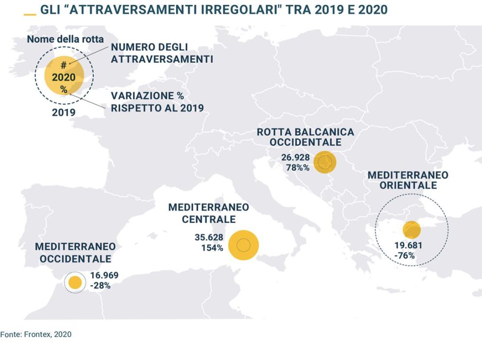 Le mappe degli ingressi in Europa elaborate con dati Unhcr e Frontex - .
