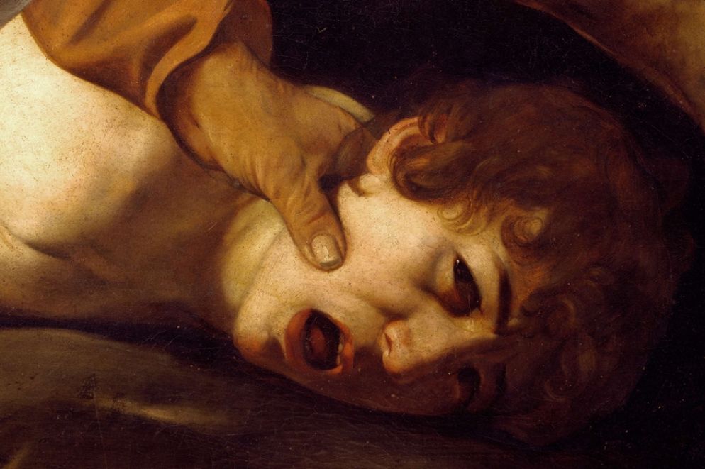 Particolare dal “Sacrificio di Isacco” di Caravaggio. Firenze, Gallerie degli Uffizi - Scala