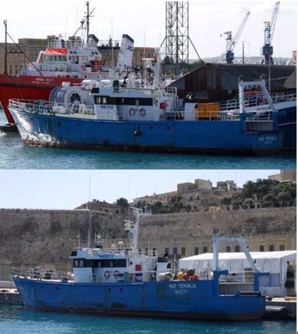 Alcune immagini del 2011 con la Mae Yemenja prima che venissero coperti il nome e il codice internazionale Imo