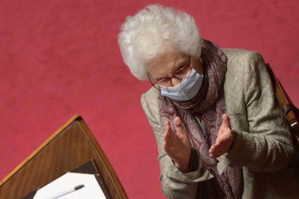 Anche la senatrice Liliana Segre in aula al Senato per votare la mozione per chiedere l'impegno del governo a conferire la cittadinanza italiana a Patrick Zaki, detenuto in Egitto dal 7 febbraio 2020 - Ansa