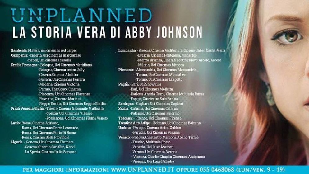 Le sale dove si proietta "Unplanned"