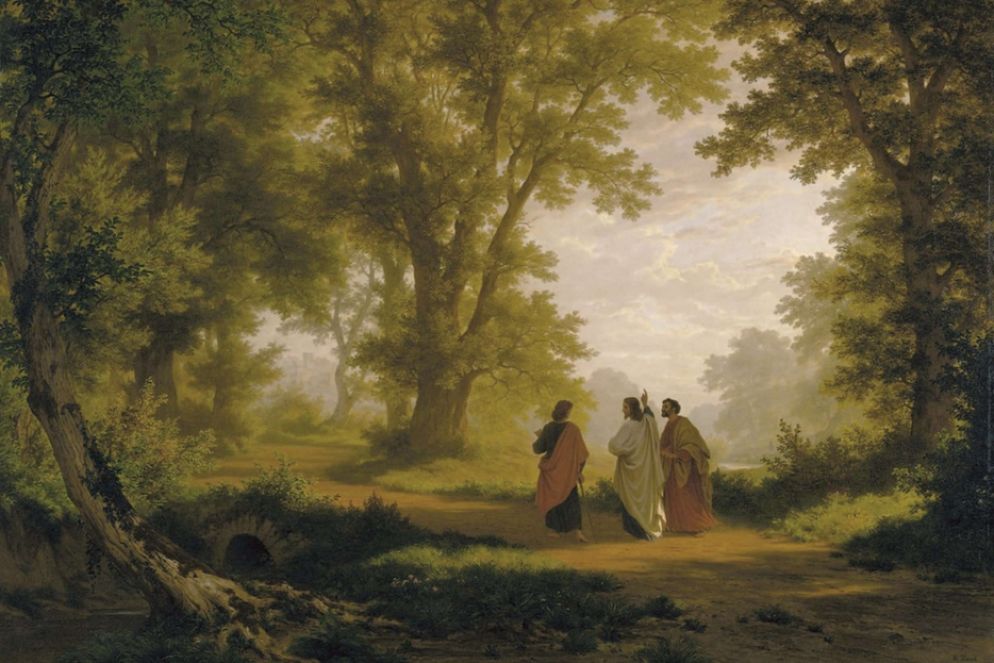 Robert Zünd, “La marcia verso Emmaus” (1877) - Immagine dal volume di François Boespflug “Il giorno di Pasqua nell’arte” (Jaca Book/Academy for Christian art)