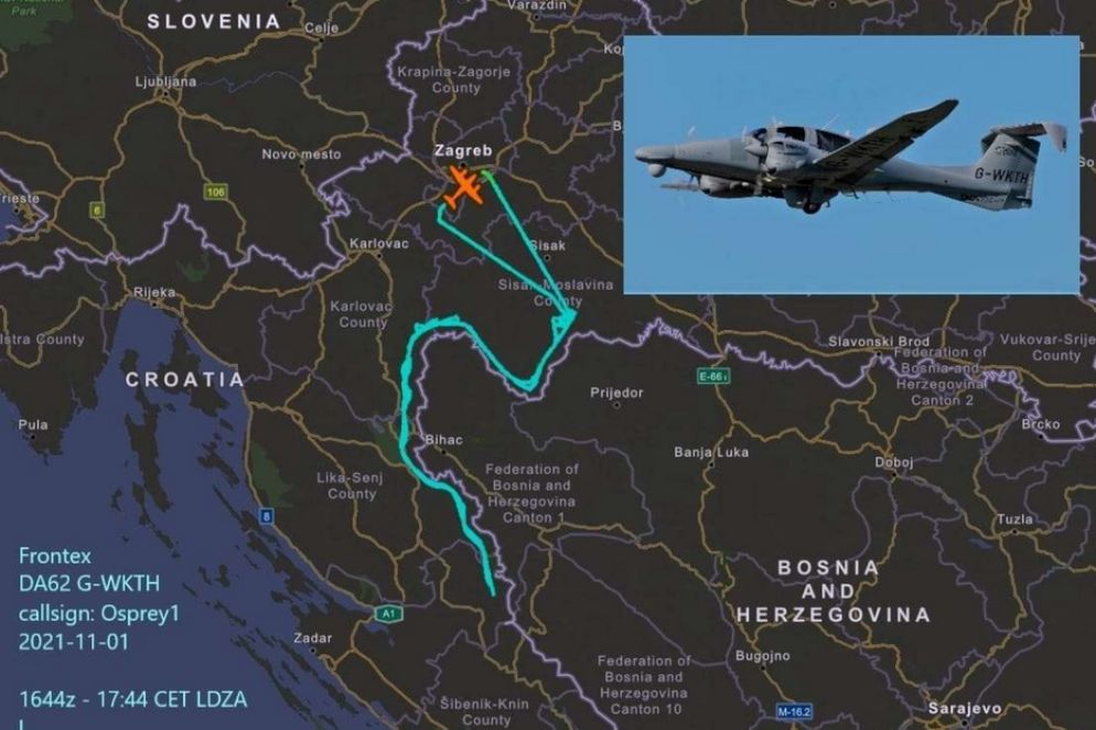 Uno dei tracciati nei Balcani del velivolo Frontex "Osprey 1" - Sergio Scandura / Radio Radicale