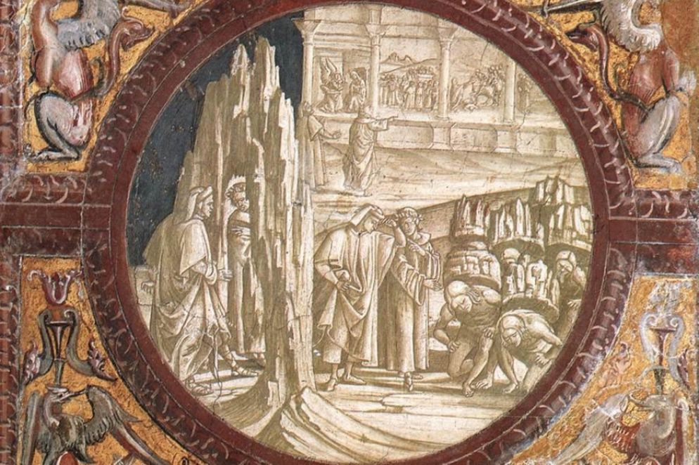 “Dante e Virgilio entrano nel Purgatorio”, affresco di Luca Signorelli - archivio