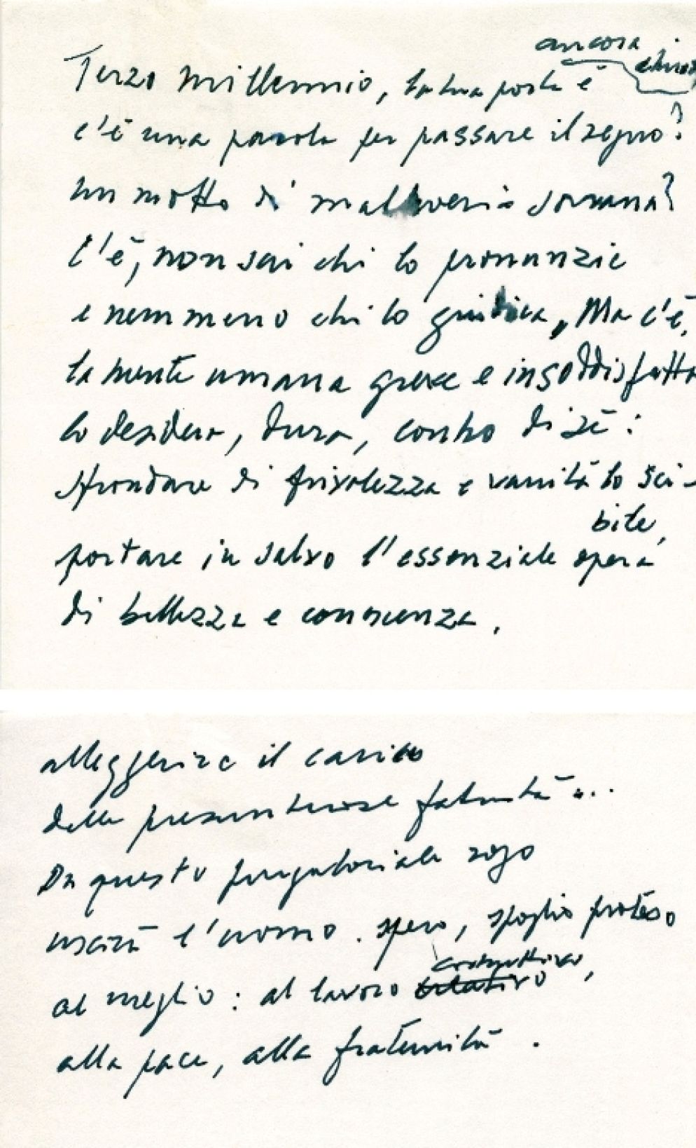 L'inedito di Mario Luzi "Terzo millennio"