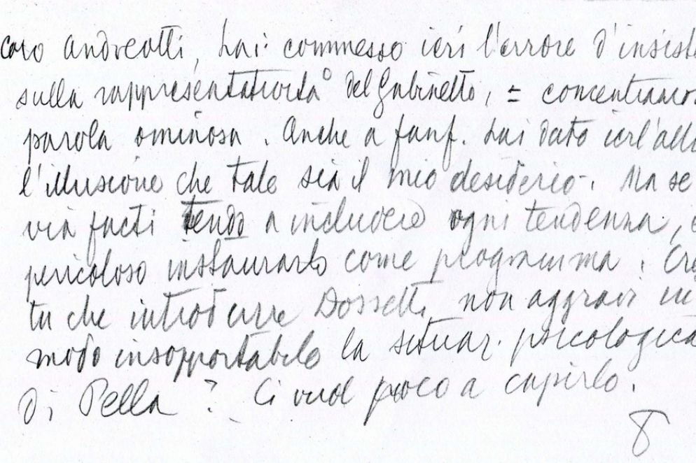 L’appunto inviato il 22 luglio 1951 da De Gasperi ad Andreotti - Archivio Andreotti presso l’Istituto Luigi Sturzo di Roma