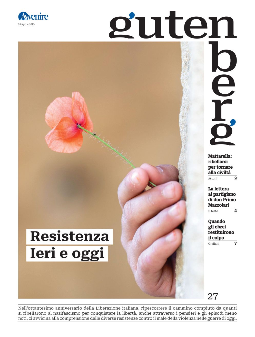 La copertina di "Gutenberg" n. 27, 25 aprile 2025 - -