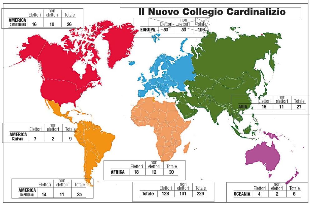 La mappa dei cardinali nel mondo - Avvenire
