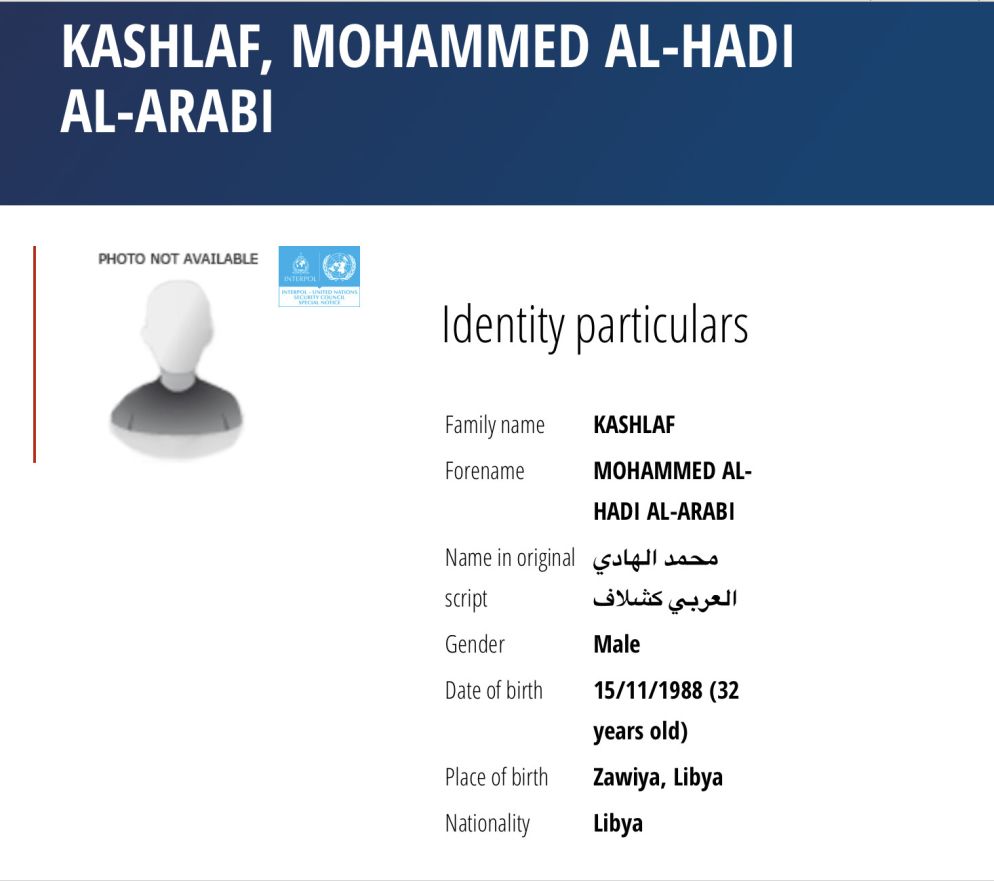 Uno degli alert emessi dall'Interpol sul gruppo di vertice della milizia di Zawiyah al-Nasr - .