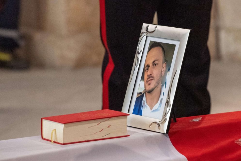 I funerali di Vittorio Iacovacci all'abbazia di Fossanova - Ansa